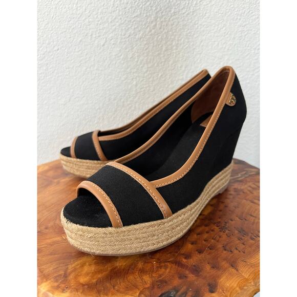Tory Burch Shoes - Tory Burch Majorca Black Canvas Wedge Espadrille Heels Women Size EU 35.5/US 5.5